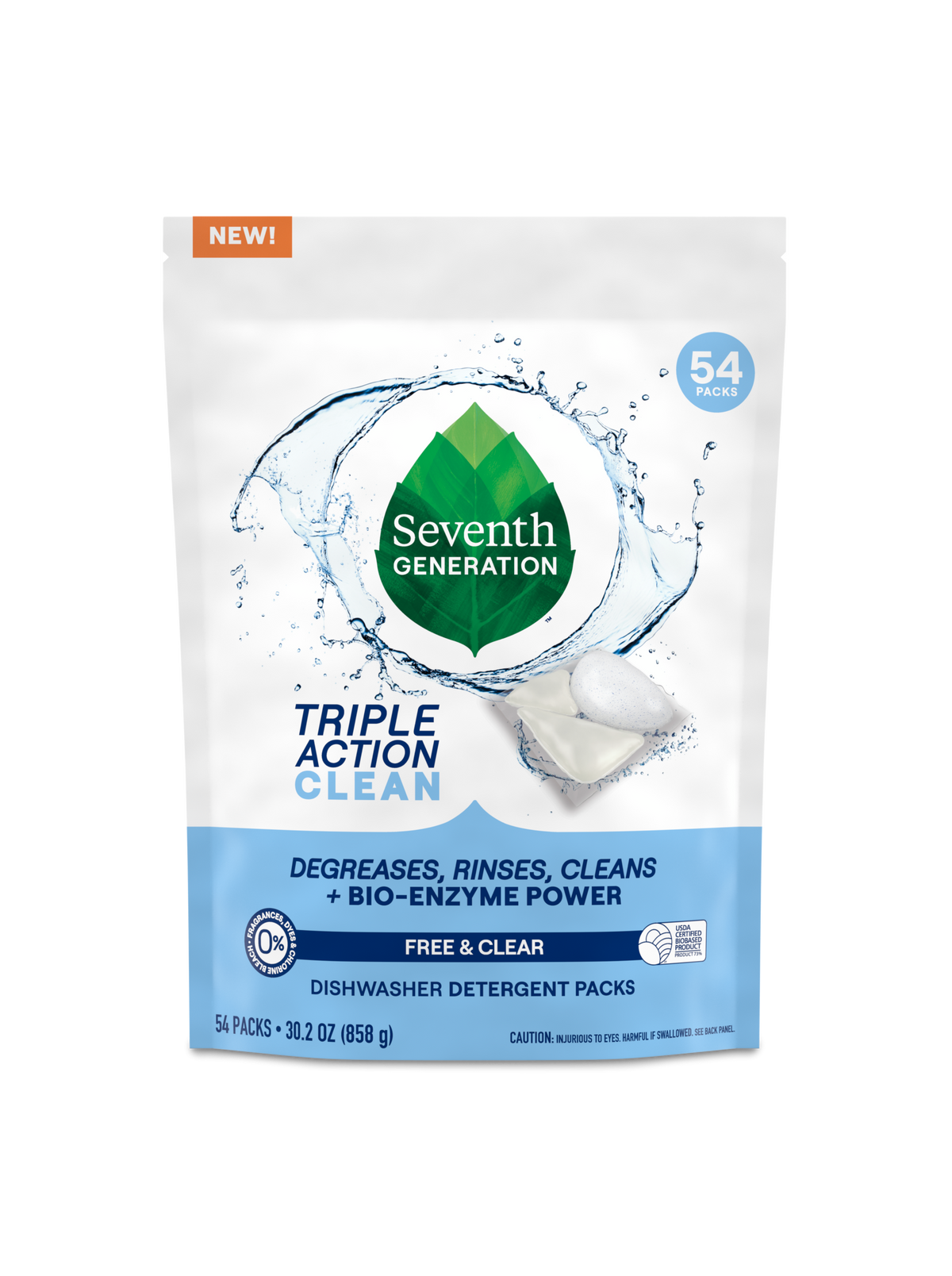 Multi-Chamber Dishwasher Detergent Packs - Free & Clear